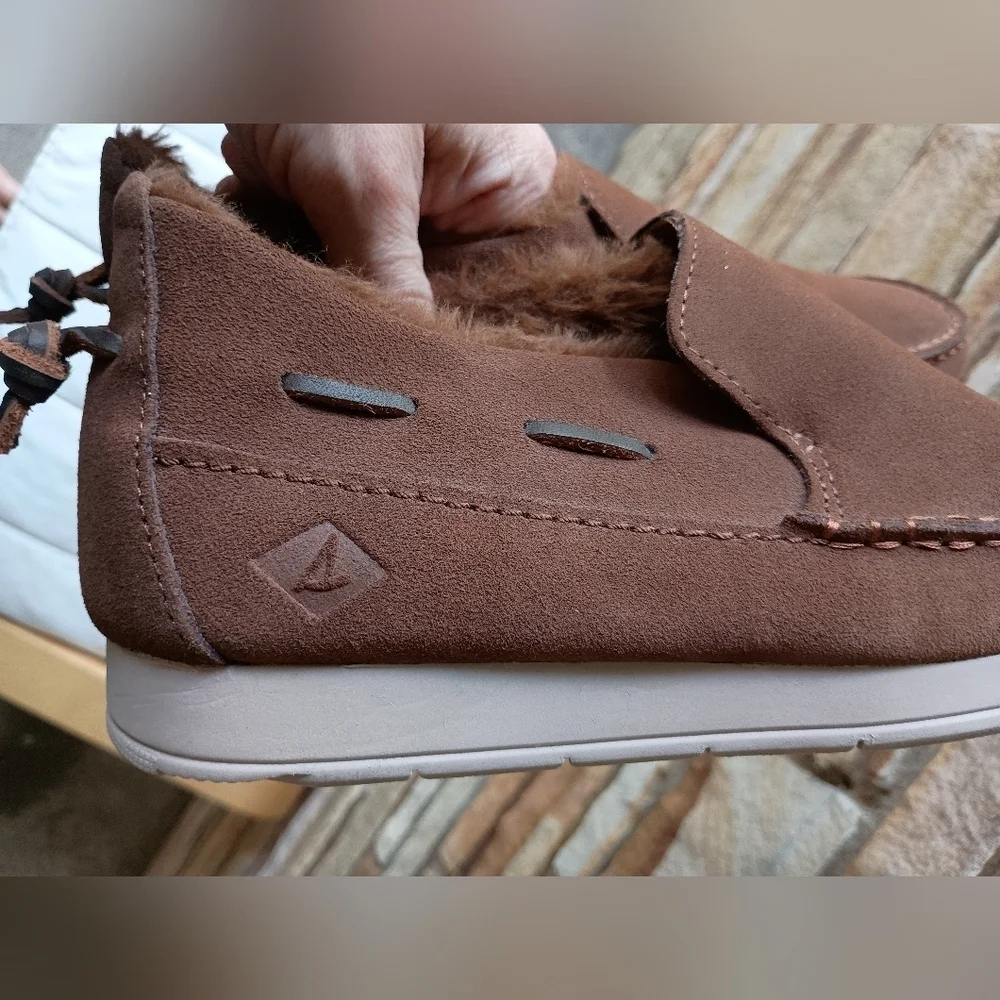 Sperry Mens Moc-Sider Basic Core Suede Slip On Shoe - Brown_7